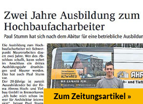 Zwei Jahre Ausbildung zum Hochbaufacharbeiter